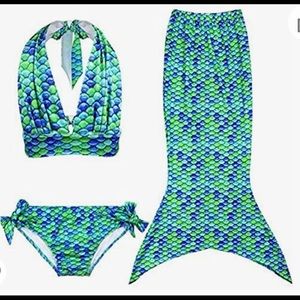 Girls Mermaid 3 piece Swimwear Set for 7-8 year old